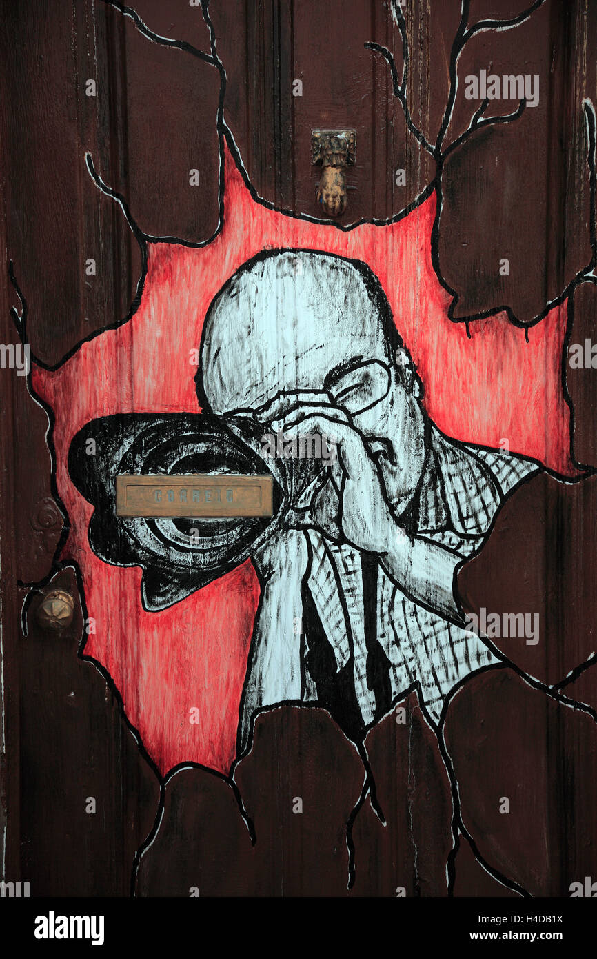 Insel Madeira, Funchal, gefärbt, lackiert Türen in der Altstadt, "Die Kunst öffnen Türen", Street Santa Maria Stockfoto