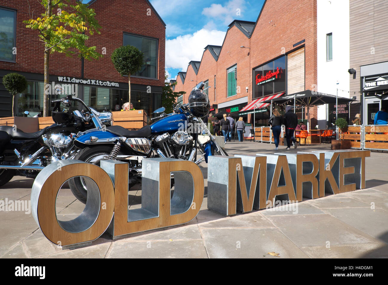 Hereford Herefordshire UK - neue Einkaufsgegend im Old Market Viertel des Stadtzentrums, entwickelt von British Land - ehemaliger Viehmarkt der Stadt Stockfoto