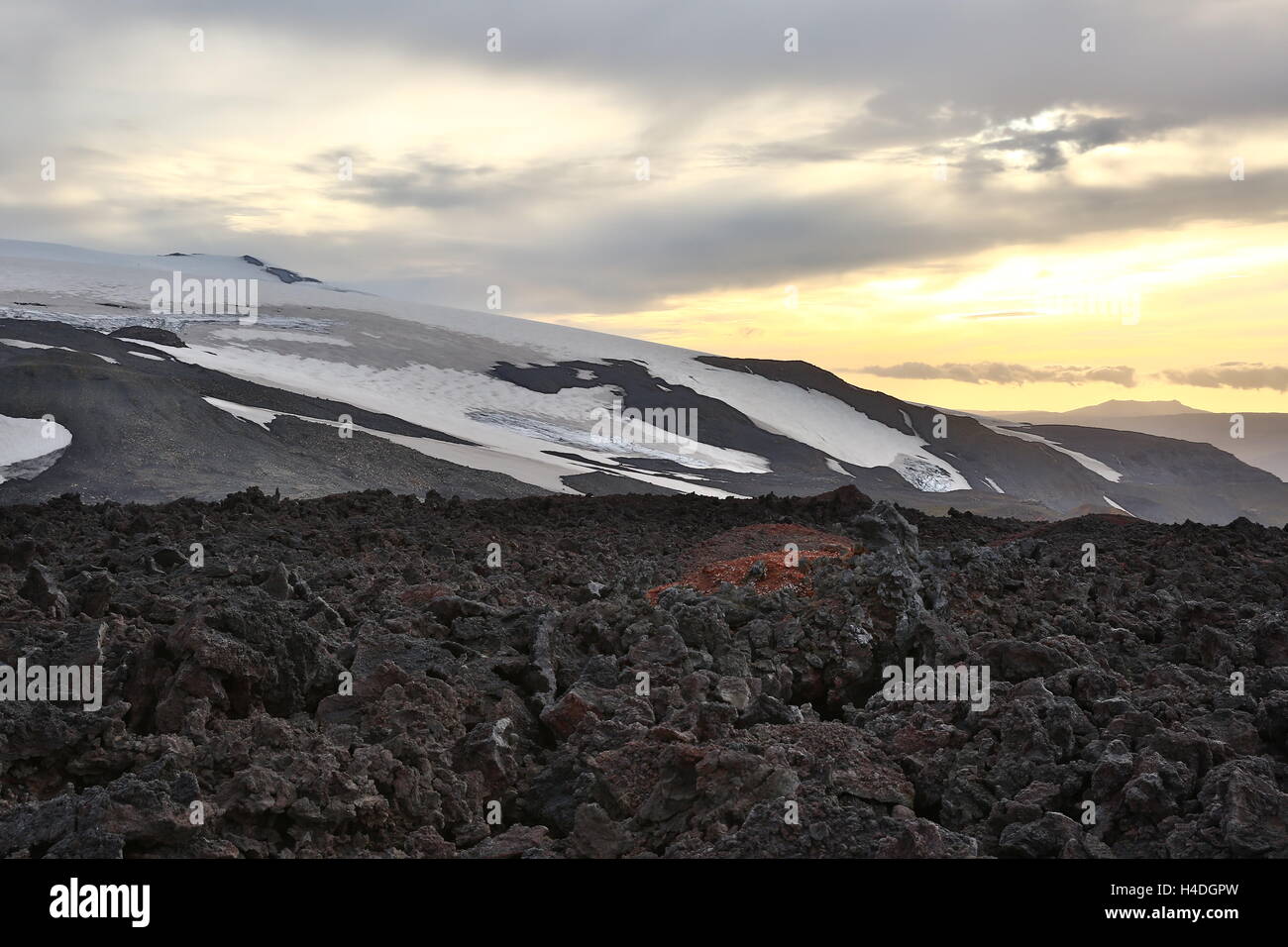 Gletscher auf Vulkan Stockfoto