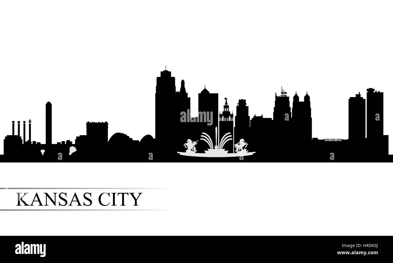 Kansas City Skyline Silhouette Hintergrund Stockfoto