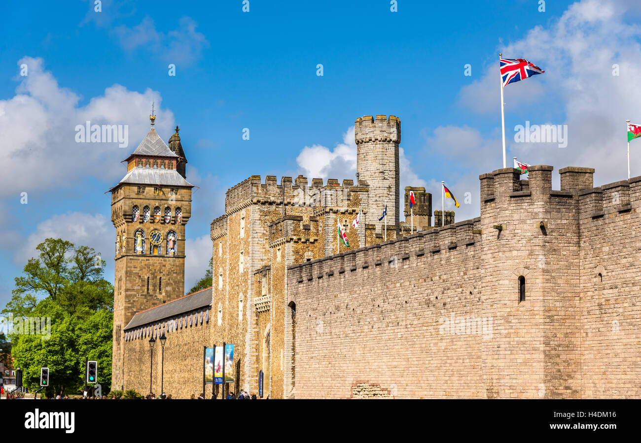 Ansicht von Cardiff Castle - Wales, Großbritannien Stockfoto