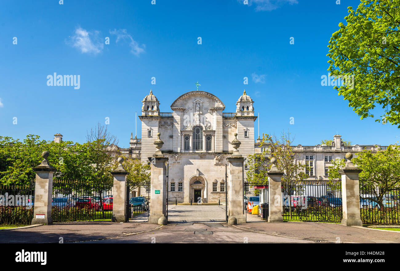Eingang zum Cardiff University - Wales, Großbritannien Stockfoto