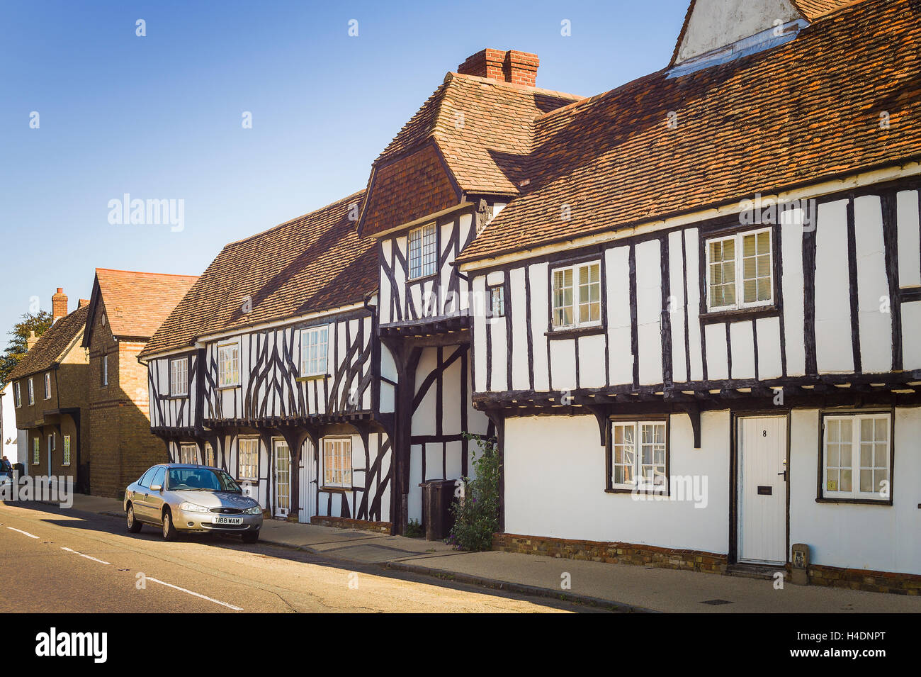 Alte Fachwerkhäuser Ferienhäuser in Elstow Dorf Bedfordshire UK Stockfoto