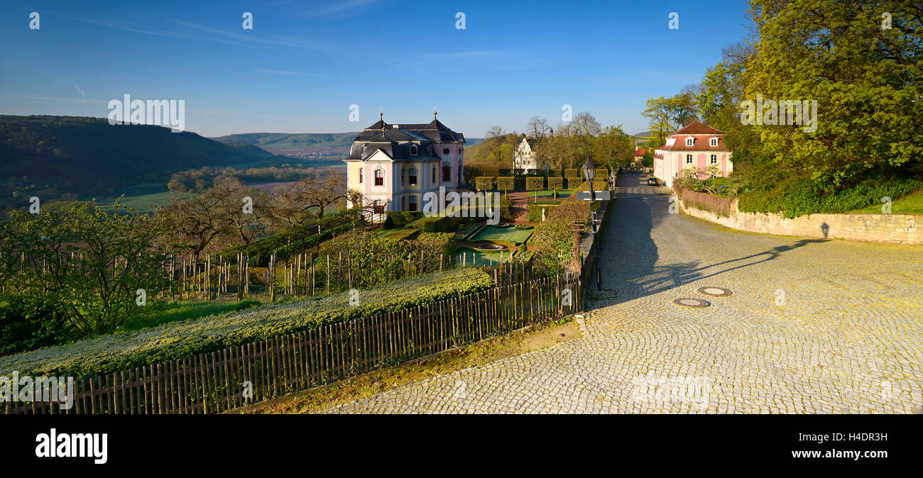 Deutschland, Thüringen, Dornburg-Camburg, spike Dorf-Steudnitz, die Dornburger Schlösser über dem Hall-Tal Stockfoto
