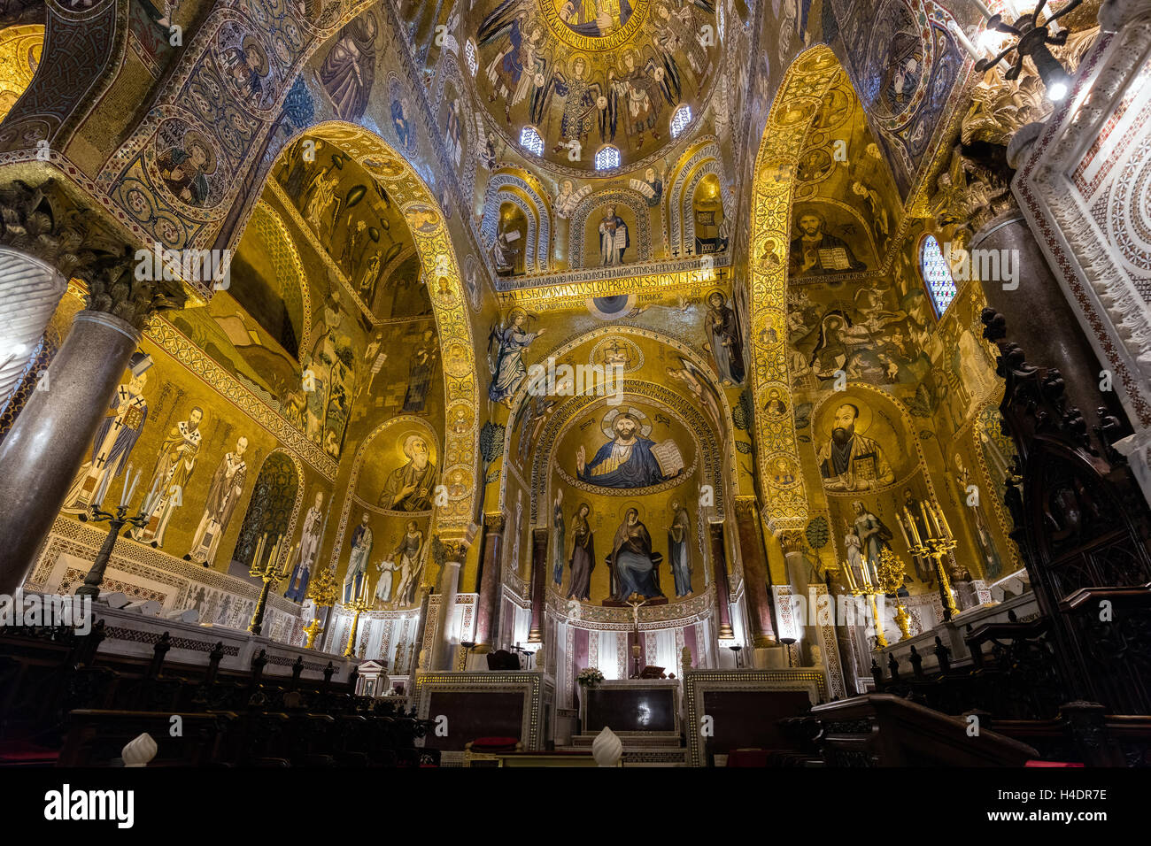 12. Jahrhundert byzantinischen Stil Mosaiken der Palastkapelle von Palermo Stockfoto