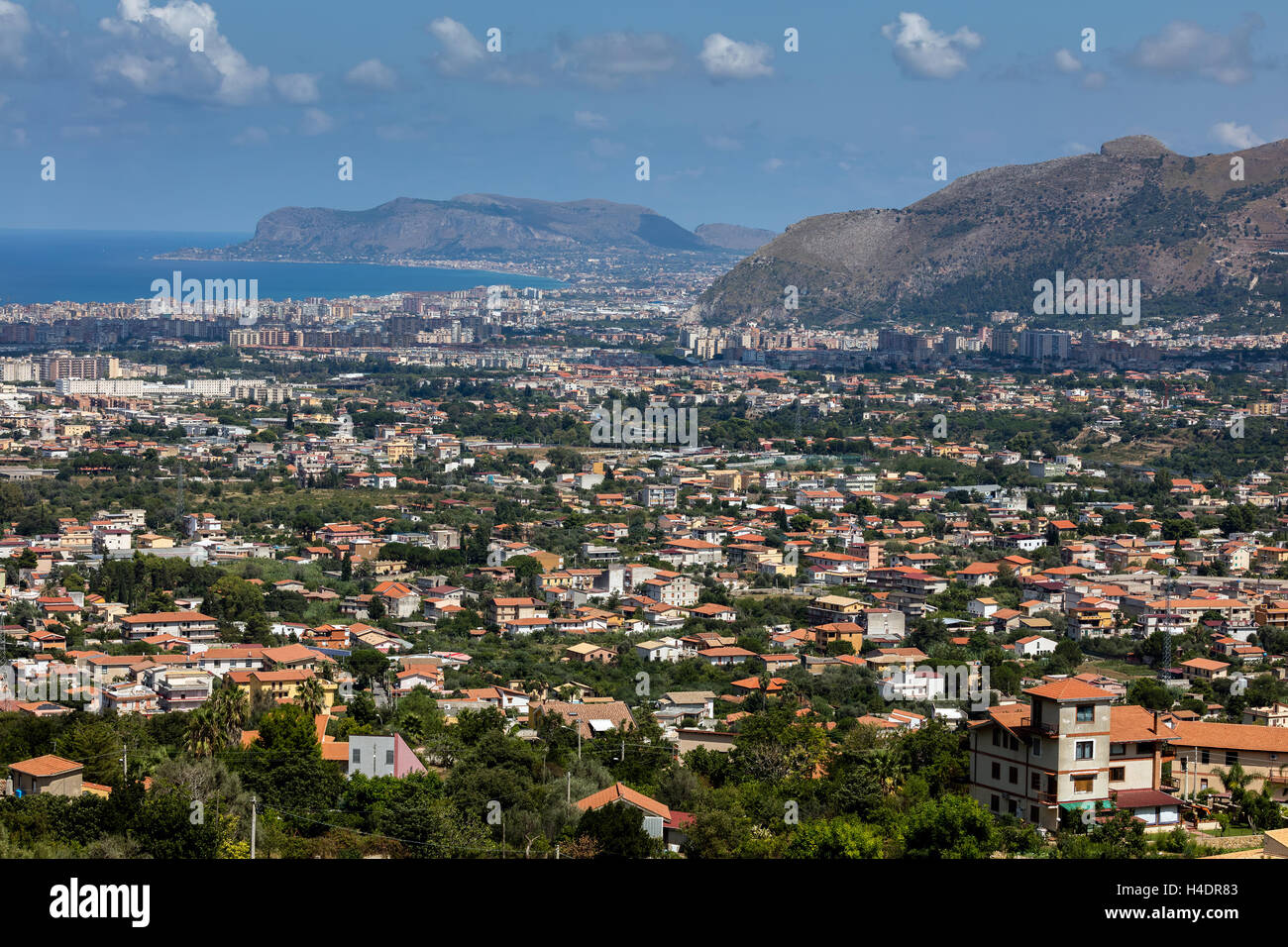 Panorama von Palermo, Sizilien von Monte Caputo Stockfoto