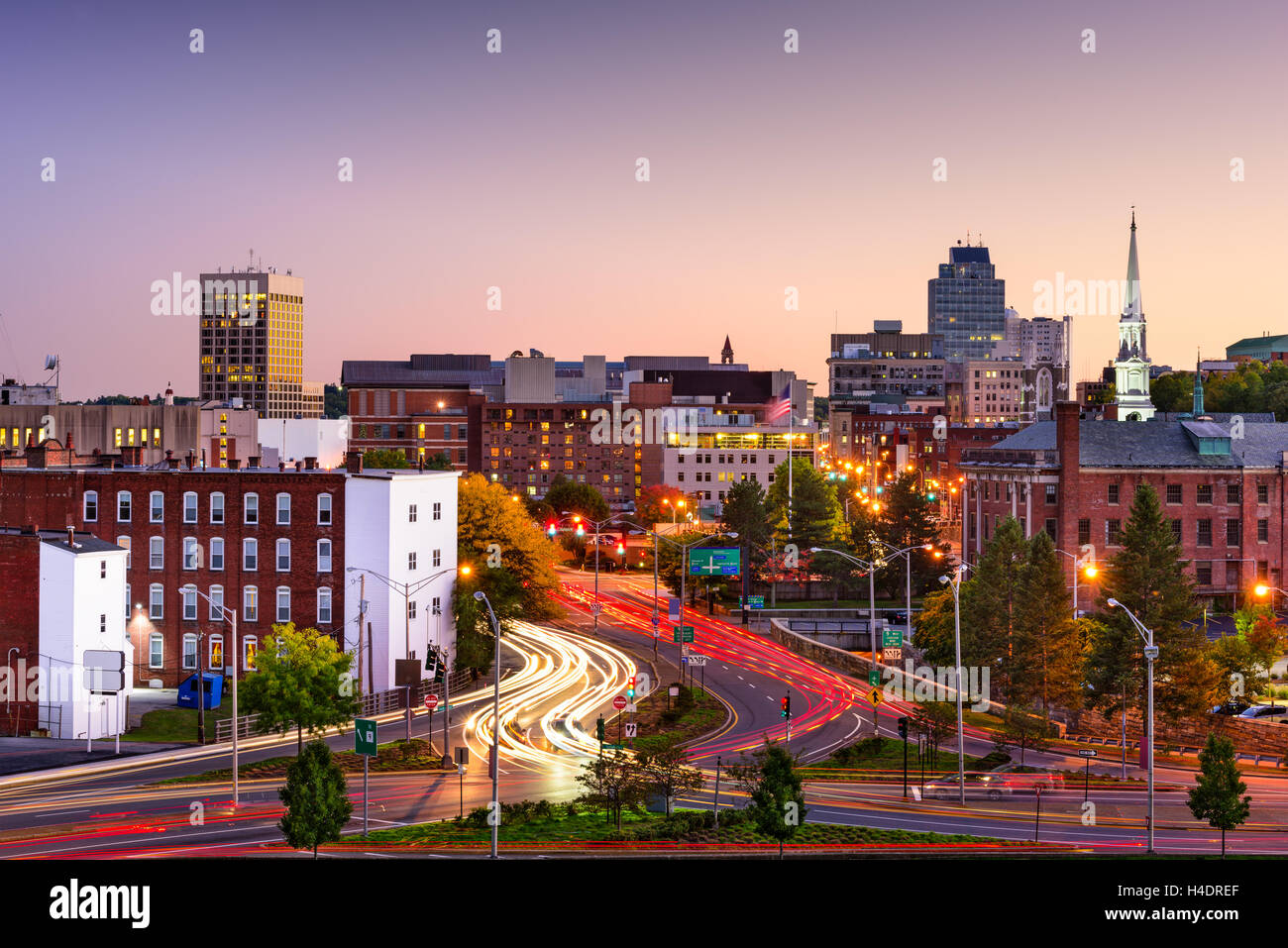 Skyline von Worcester, Massachusetts, USA. Stockfoto