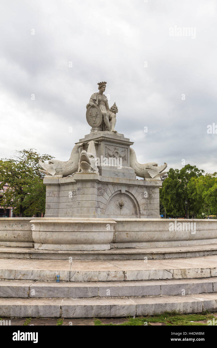 Brunnen der Indianerin, Fuente De La India, Skulptur, Giuseppe Gaggini, historische Altstadt Havanna, Habana Vieja, Kuba, die großen Antillen, Karibik, Mittelamerika, Amerika Stockfoto