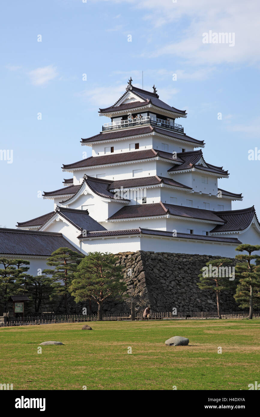 Japan, Präfektur Fukushima, Aizu-Wakamatsu, Tsuruga-Jo Burg Stockfoto