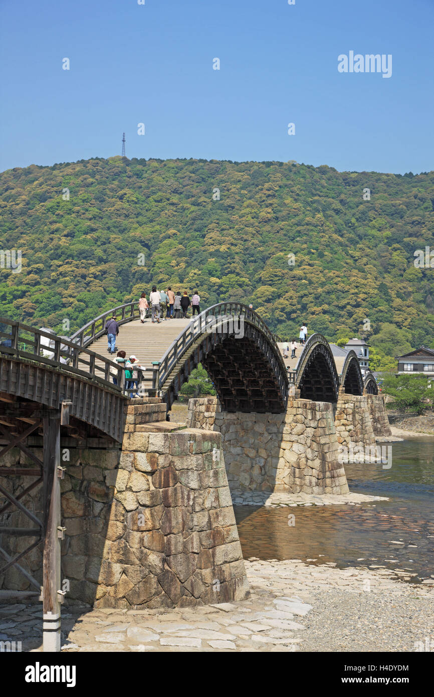 Japan, Yamaguchi-Präfektur, Iwakuni, Kintai-Kyo Arched Bridge Stockfoto