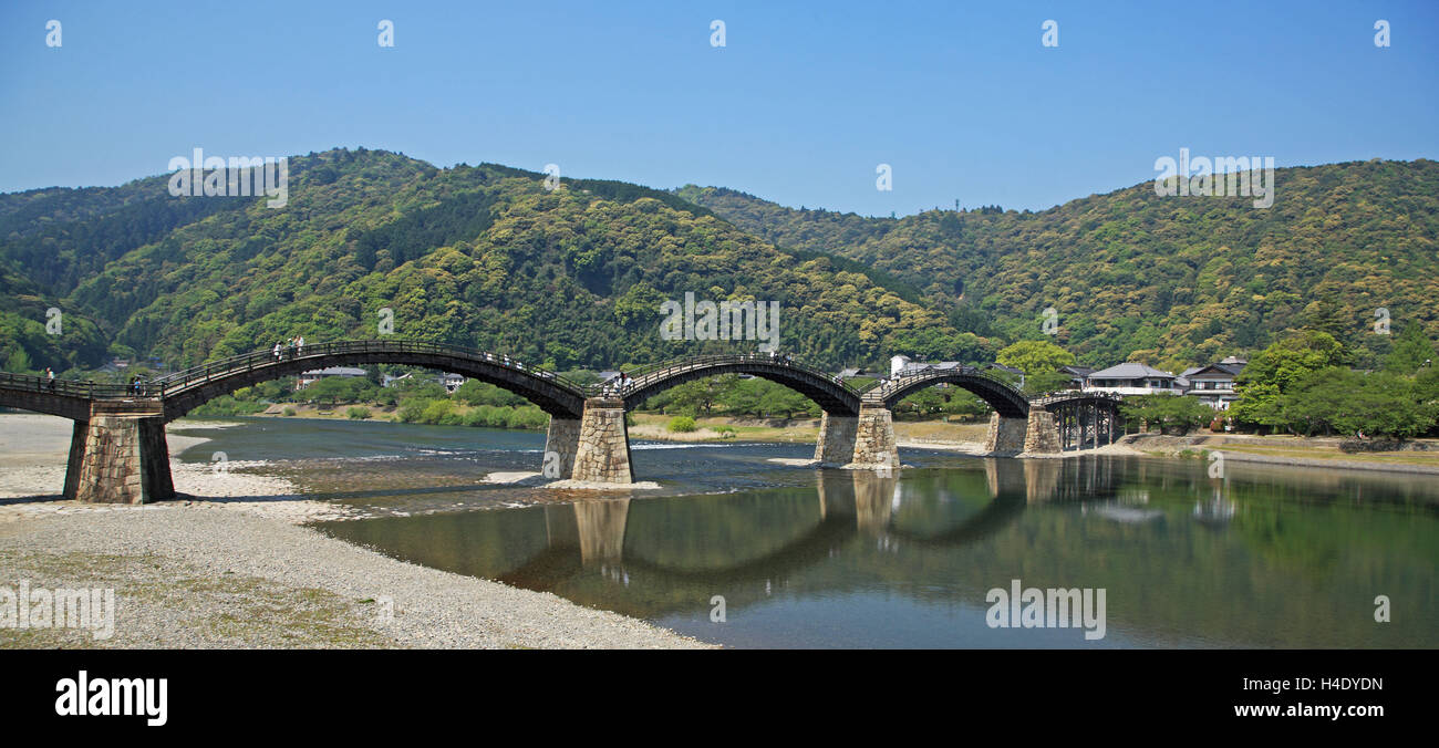 Japan, Yamaguchi-Präfektur, Iwakuni, Kintai-Kyo Arched Bridge Stockfoto