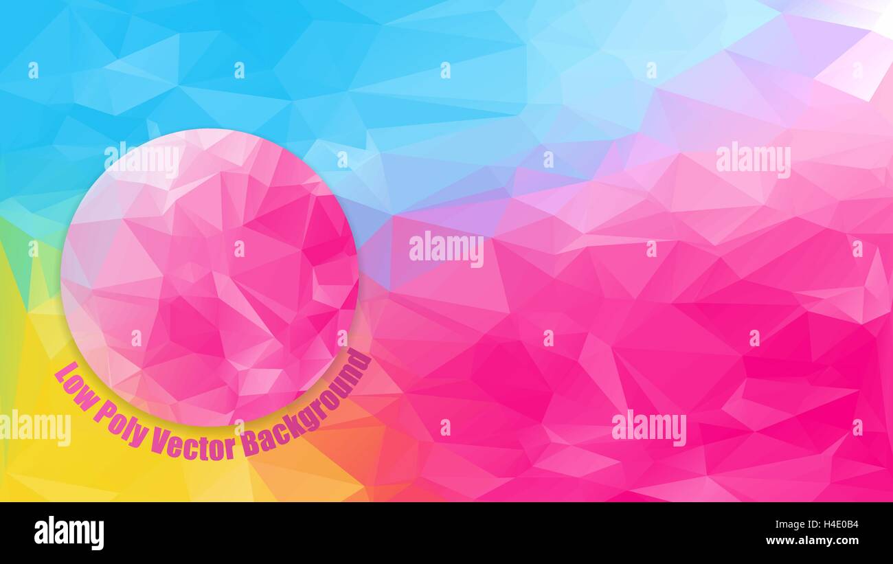 niedrige polygonalen helle Farbe horizontal 1920 x 1080 hd Größe Format Hintergrund mit rosa Kreis abstrakten Hintergrund Vektor-illustration Stock Vektor