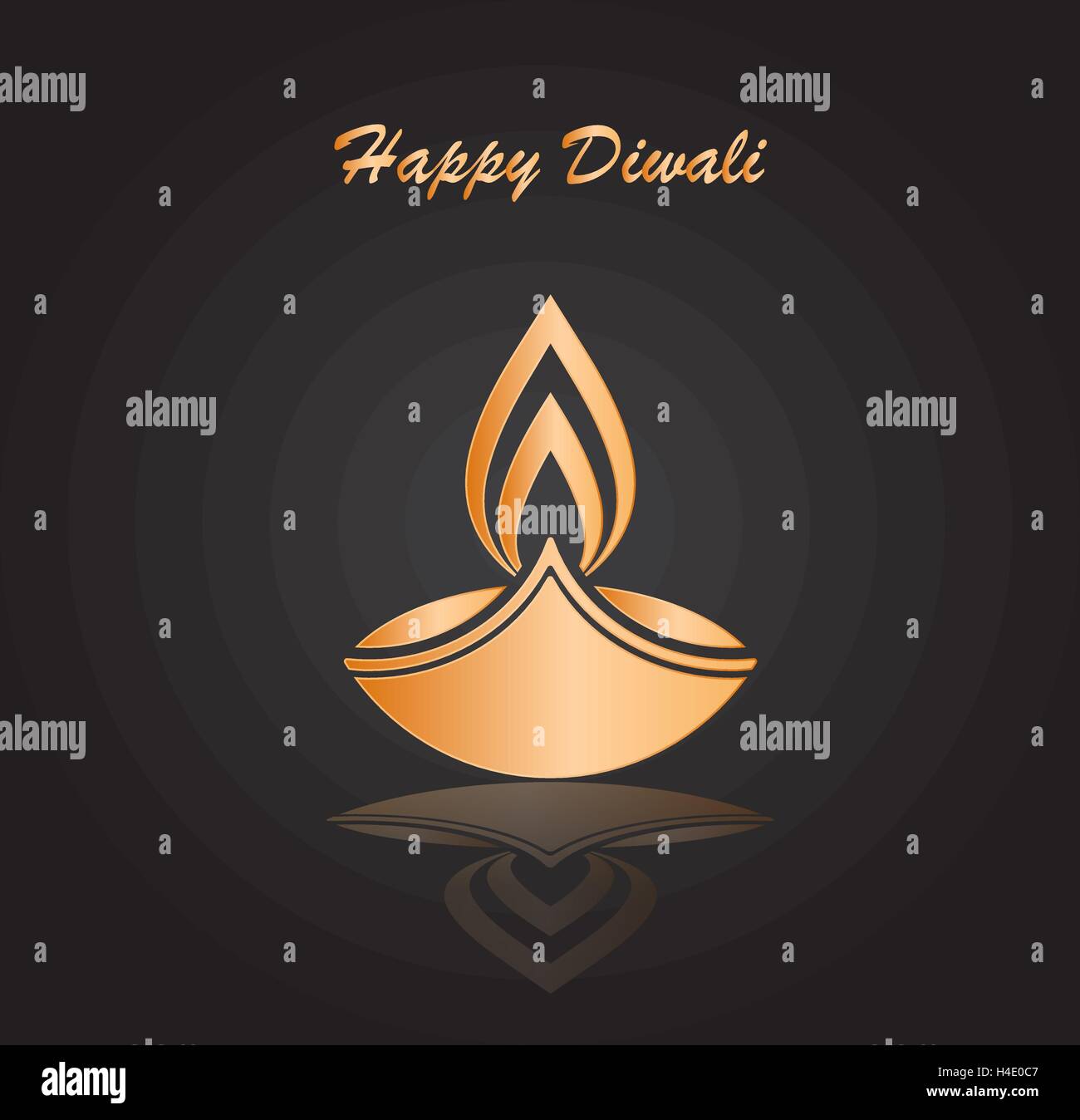 Happy Diwali traditionelle festliche Lampe Symbol goldene Farbe auf dunklem Hintergrund-Vektor-illustration Stock Vektor