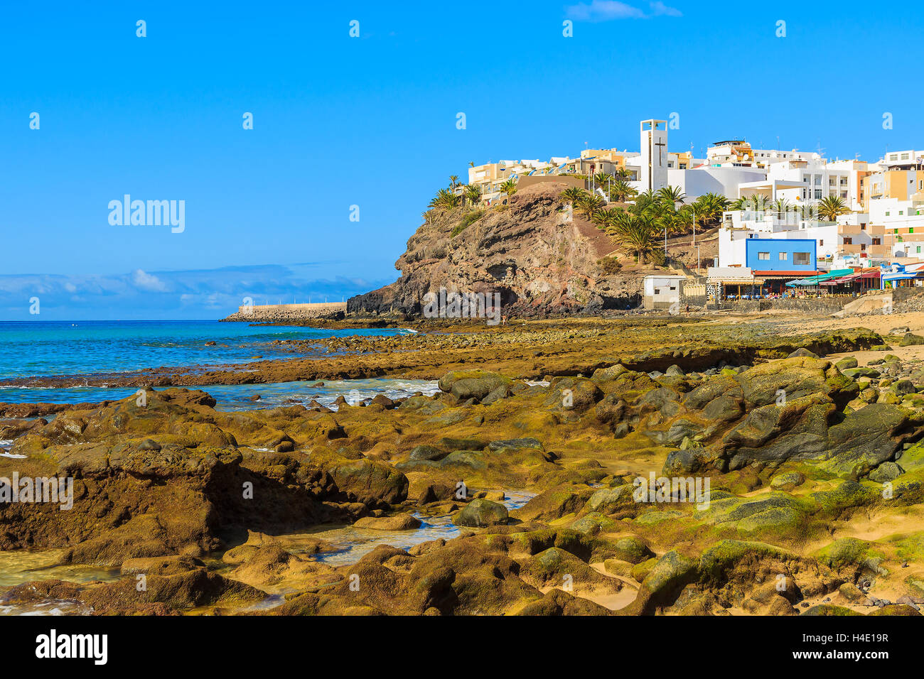 Fischerdorf Morro Jable auf der südlichen Küste von Fuerteventura, Kanarische Inseln, Spanien Stockfoto