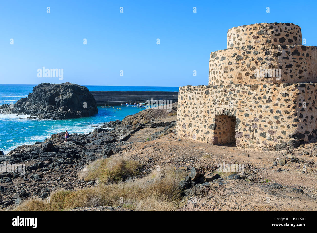 Stein-Festung auf El Cotillo Beach, Fuerteventura, Kanarische Inseln, Spanien Stockfoto