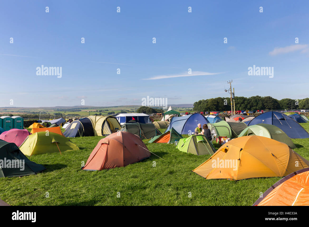 Zelten auf dem Campingplatz, Yorkshire Dales, UK Stockfoto