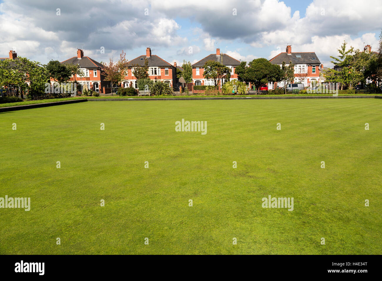 Bowling Green im öffentlichen Park, Cardiff, Wales, UK Stockfoto