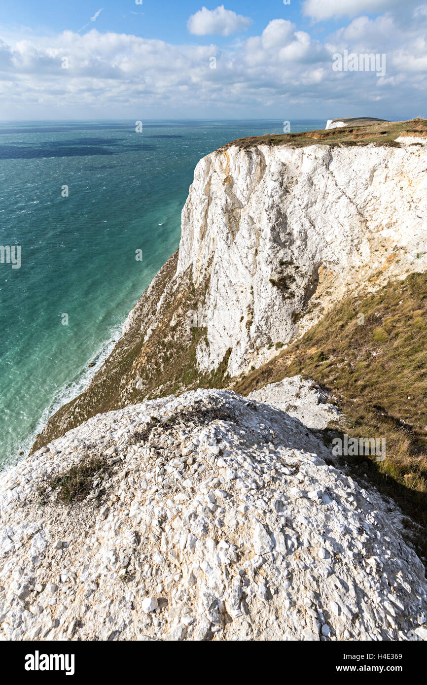 Kreidefelsen auf Tennyson Down, Isle Of Wight, Großbritannien Stockfoto