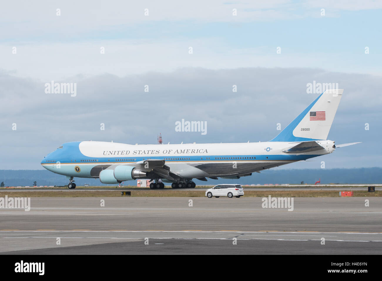 Air Force One warten auf US-Präsident Barack Obama am SeaTac Flughafen in Seattle, WA 25. Juni 2016 Stockfoto