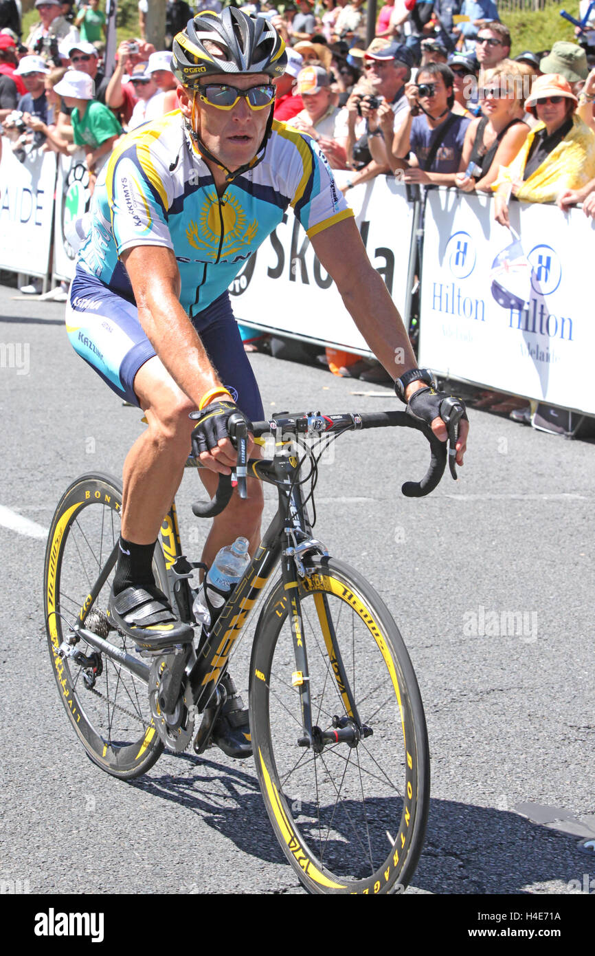 Lance Armstrong im Wettbewerb mit Stufe 6 von 2009 Tour Down Under in Adelaide Australien Stockfoto