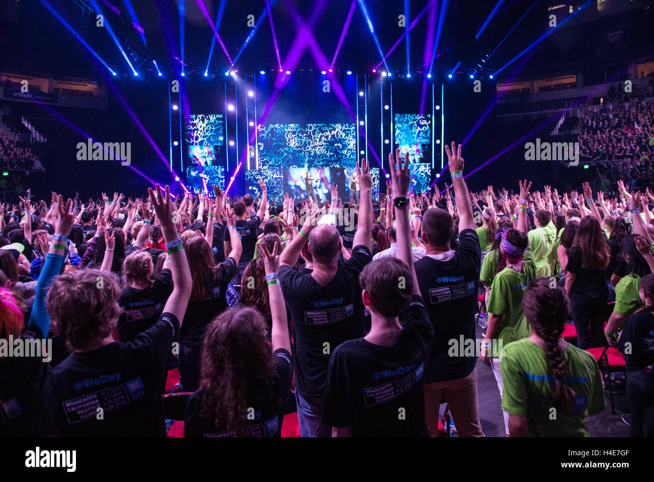 Middle und High School Schüler begeistern wir Tag Seattle Ereignisse in der Key Arena. Stockfoto