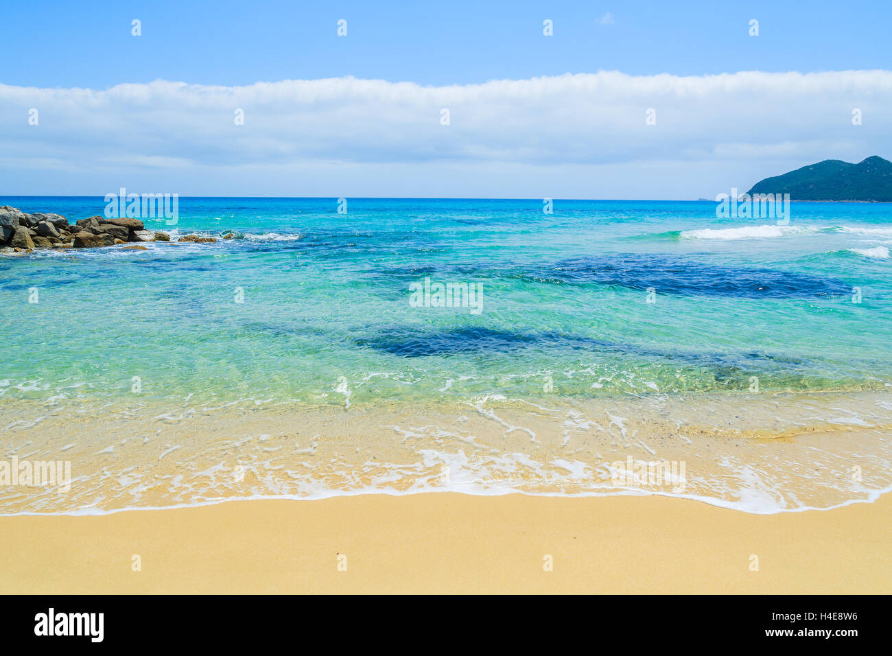 Idyllischen Cala Sizias sand Strand und Türkis Meer, Insel Sardinien, Italien Stockfoto
