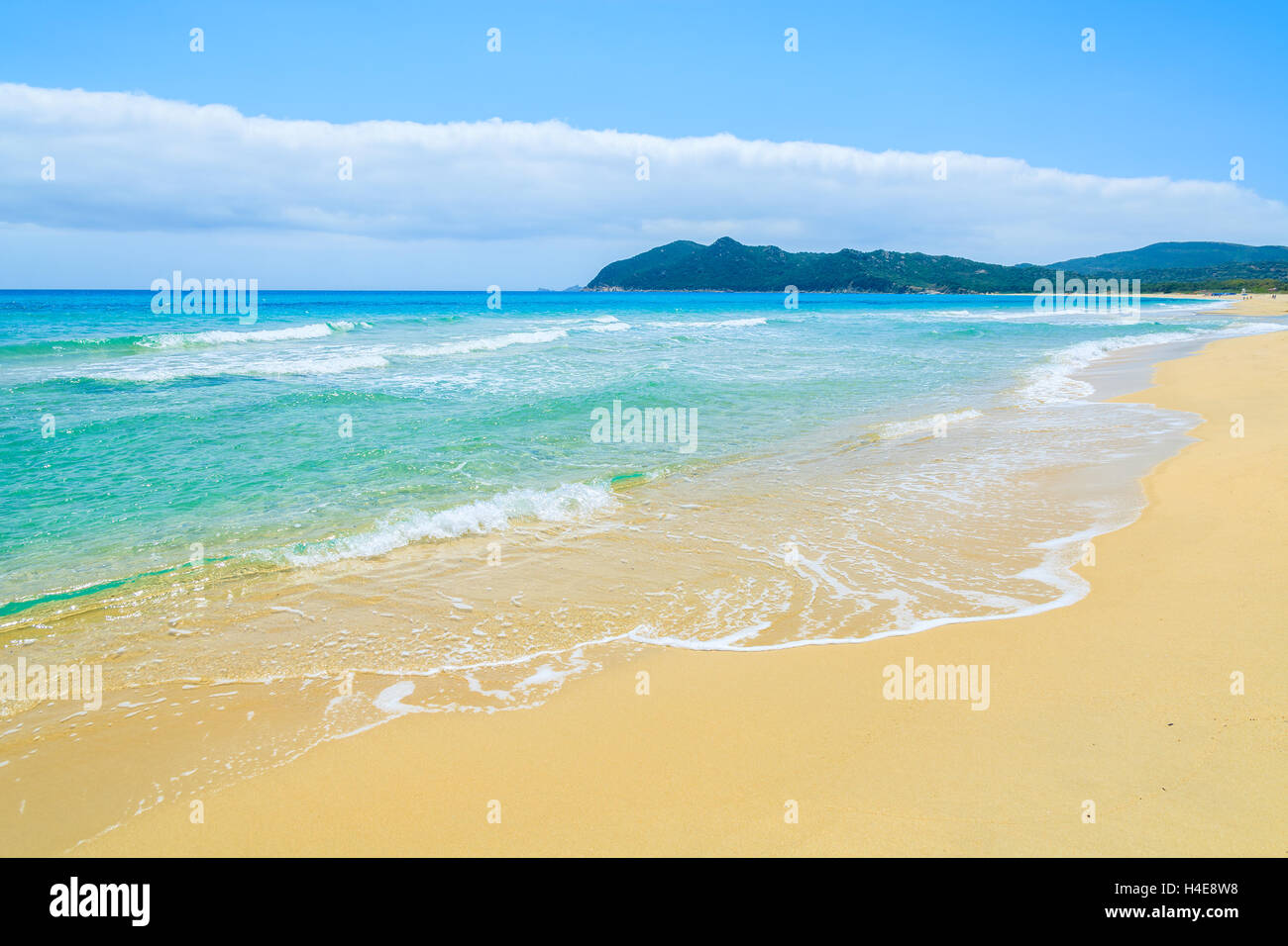 Cala Sizias sandigen Strand und das türkisblaue Meer anzeigen, Insel Sardinien, Italien Stockfoto