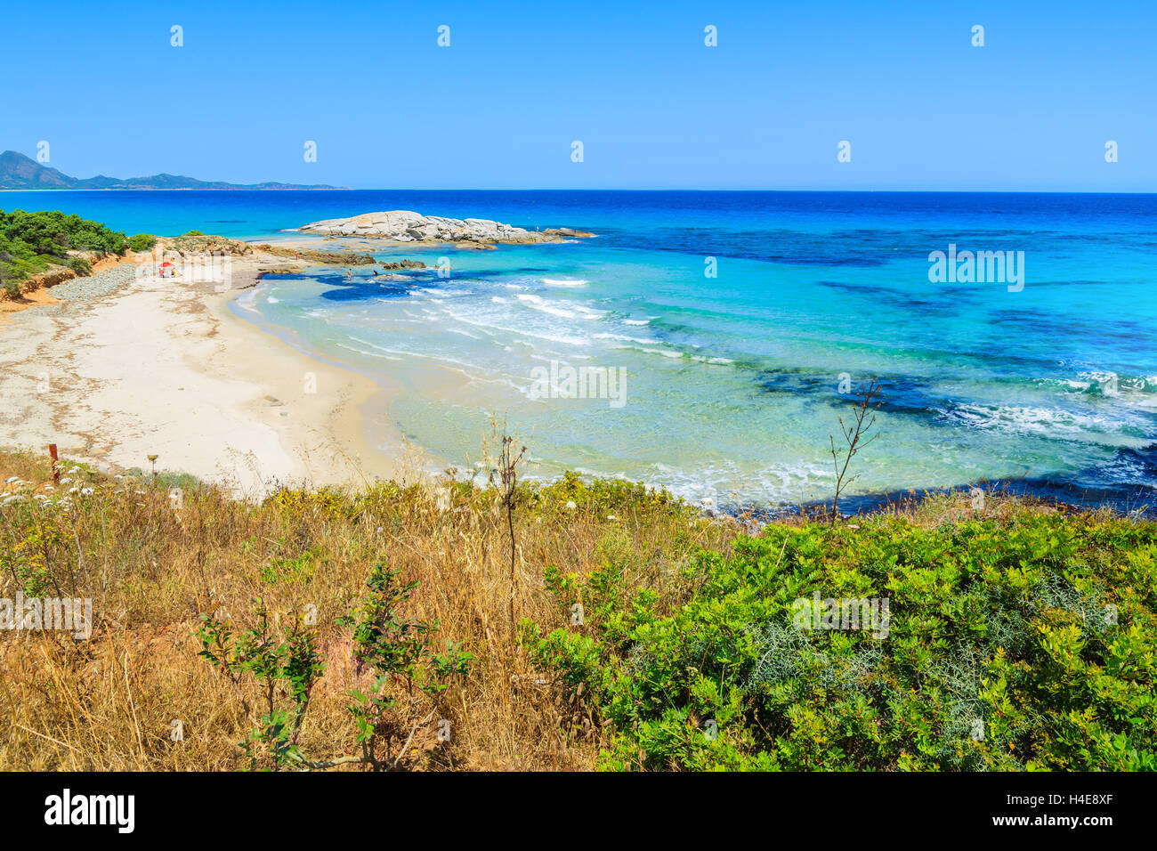 Costa Rei Strand und das türkisblaue Meer anzeigen, Insel Sardinien, Italien Stockfoto