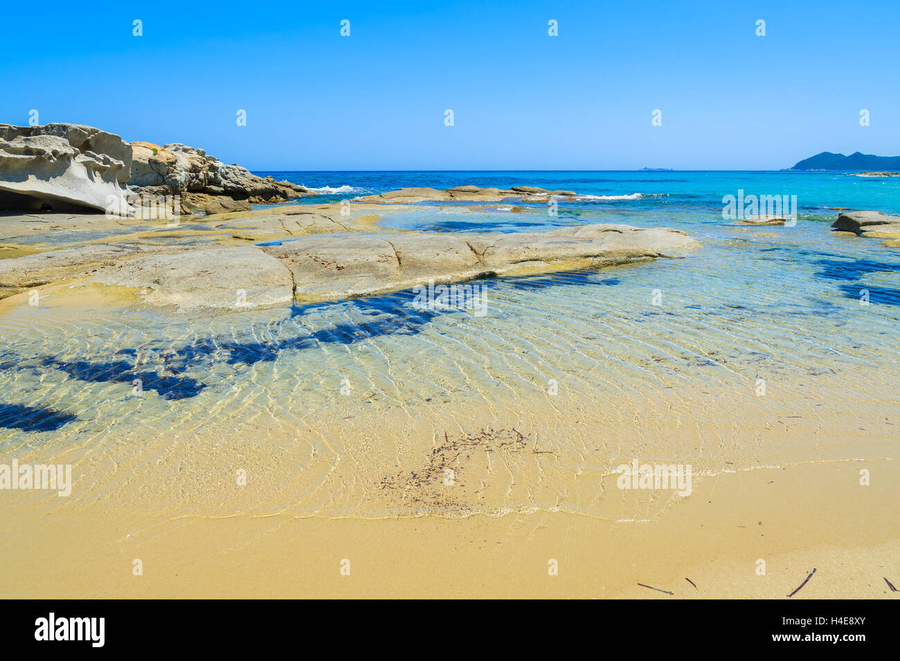Peppino Strand und Kristall klaren türkisblauen Meer, Insel Sardinien, Italien Stockfoto