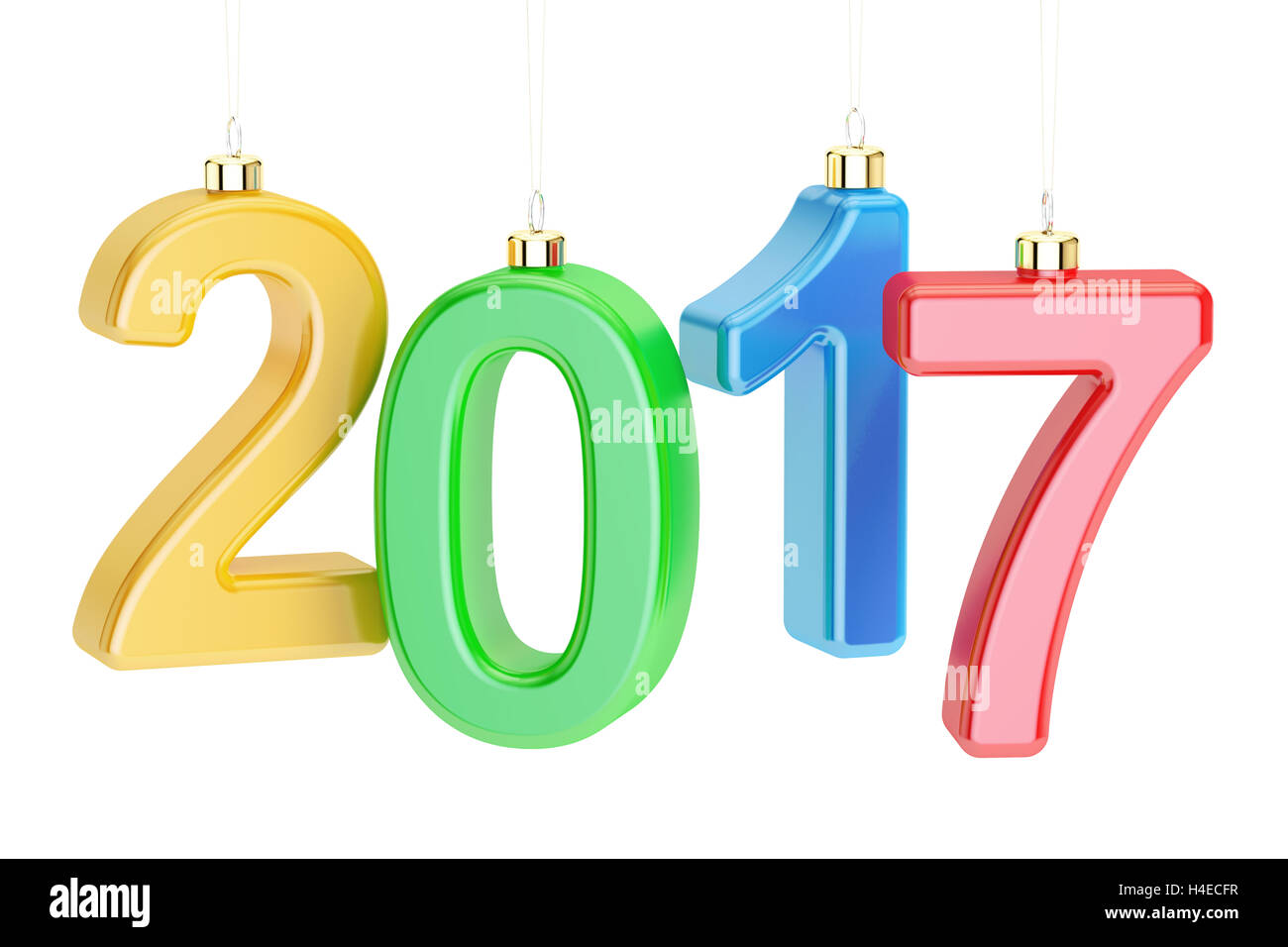 Neue Jahr 2017 Konzept, 3D-Rendering isolierten auf weißen Hintergrund Stockfoto