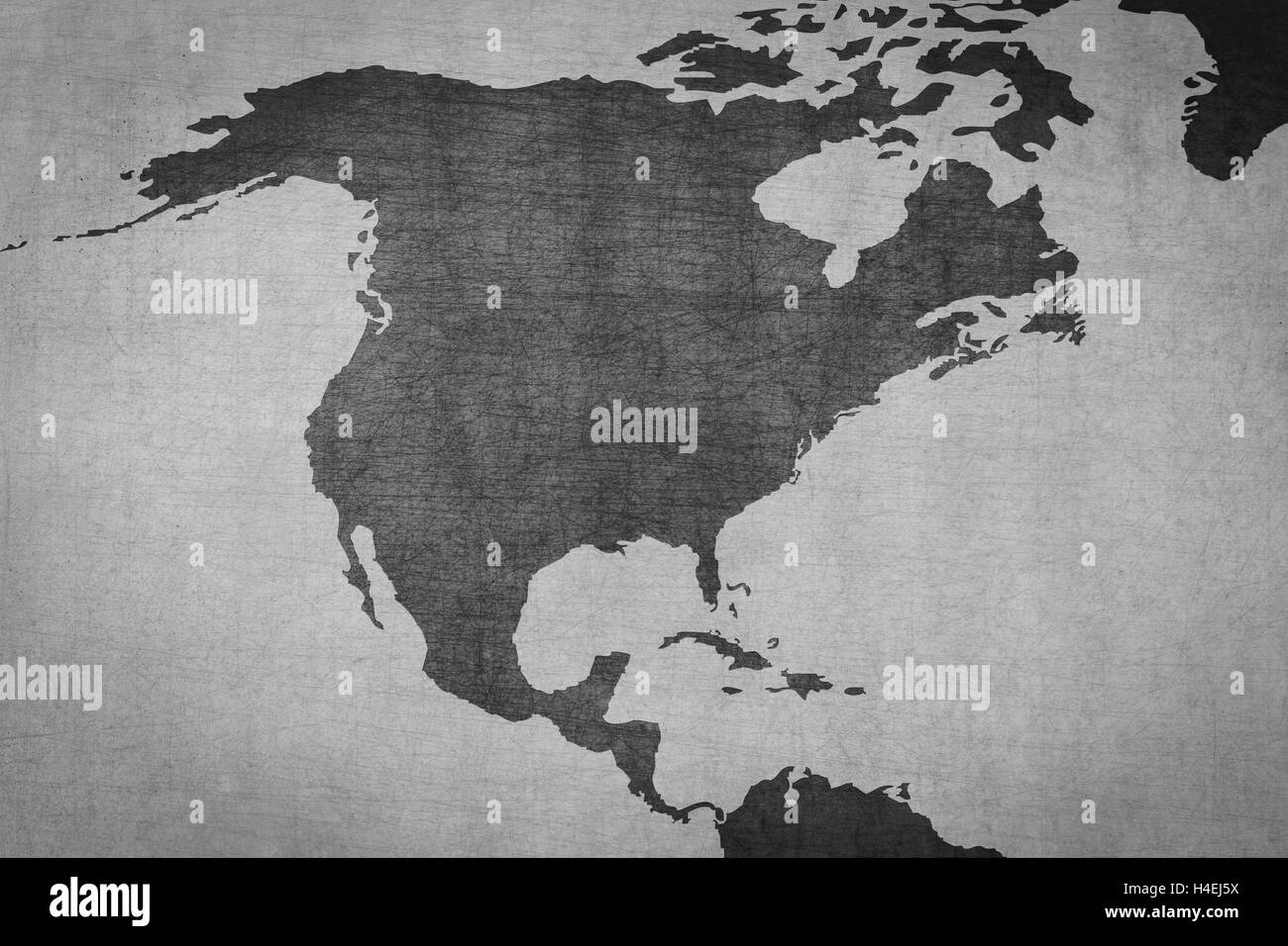 Nordamerika-Karte auf Vintage-Hintergrund - alte Textur Stockfoto