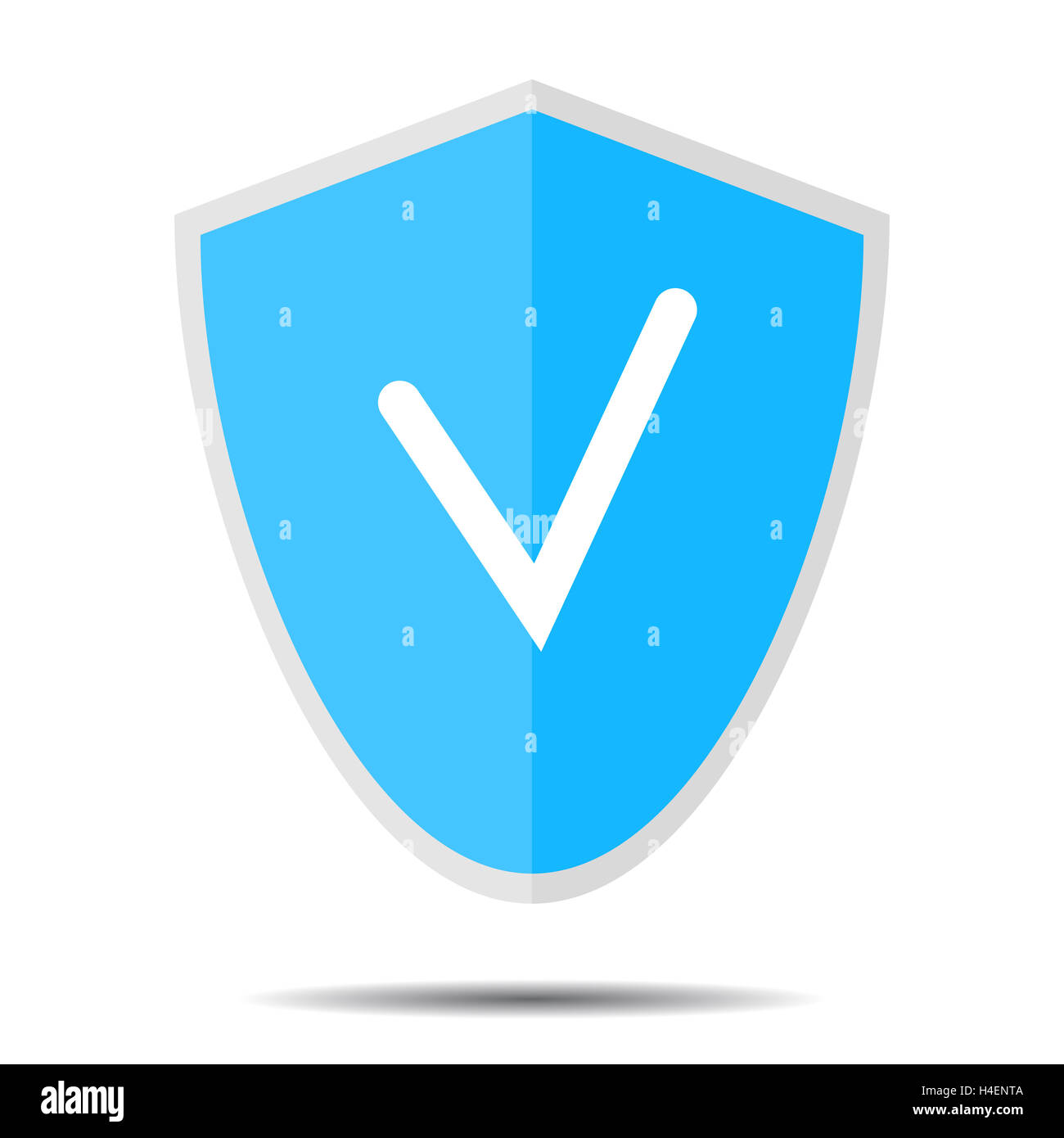 Schild mit Häkchen. Wappen und Schild-Logo, Schutz-Abzeichen, Sicherheit-Emblem. Vektor-illustration Stockfoto