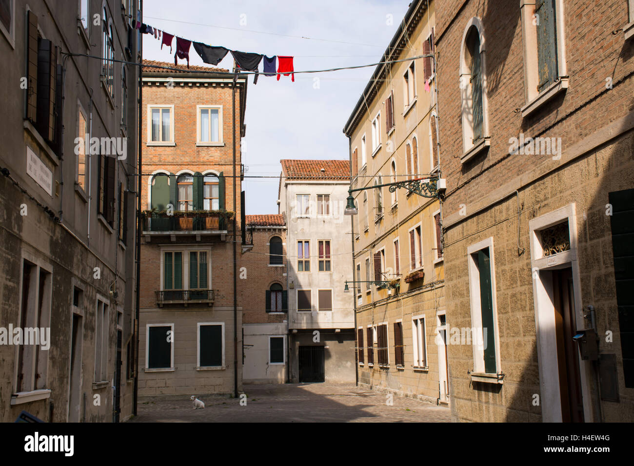 Landschaft der hängende Kleidung in Venedig, Italien Stockfoto