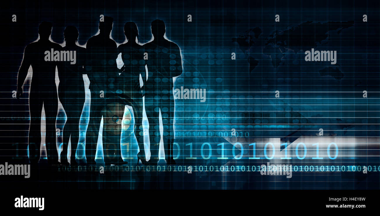 Technologie-Netzwerk mit einem Daten-Grid-System Stockfoto