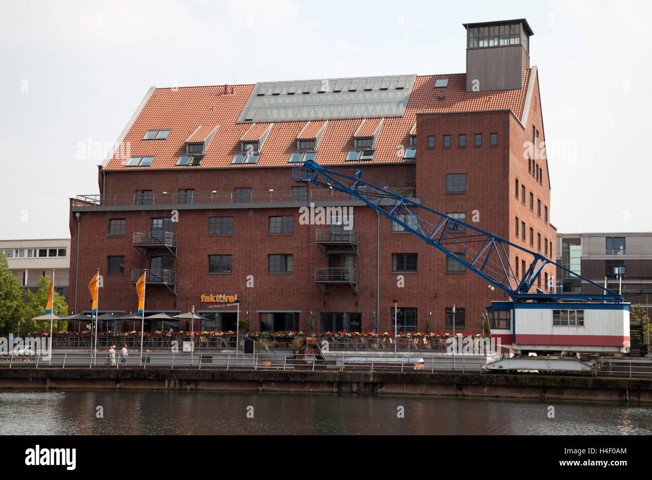 Factorei 21, Restaurant und Bürogebäude, Innenhafen, Duisburg, Ruhrgebiet Region North Rhine-Westphalia Stockfoto