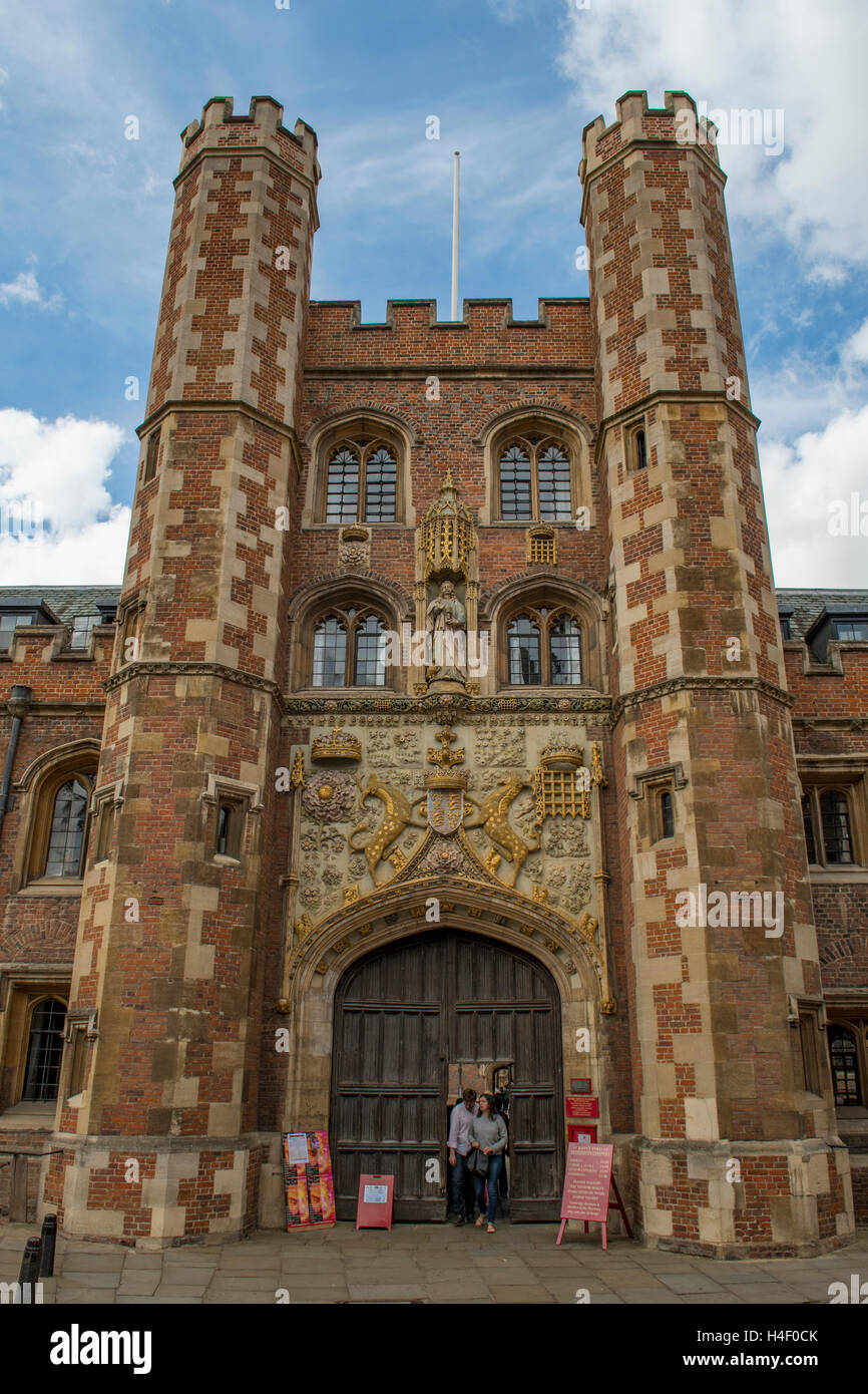 Eingang zum St. Johns College in Cambridge, Cambridgeshire, England Stockfoto