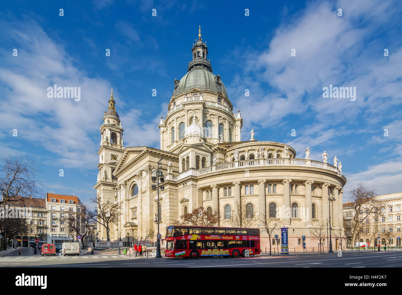 Sunrise-Blick auf die Kirche St. Stephan Basilika. Es ist eine römisch-katholische Basilika in Budapest Stockfoto