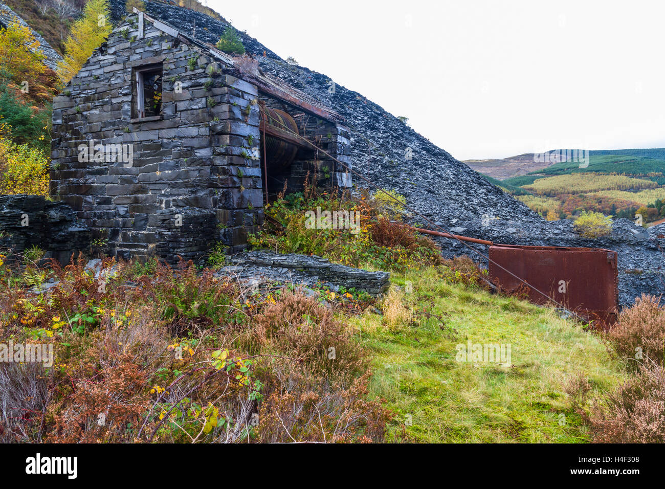 Alten Wasserhaushalt Steigung mit Tank. Stockfoto