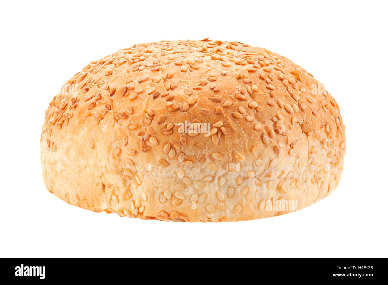 Burger-Brötchen-Closeup isoliert auf weißem Hintergrund Stockfoto