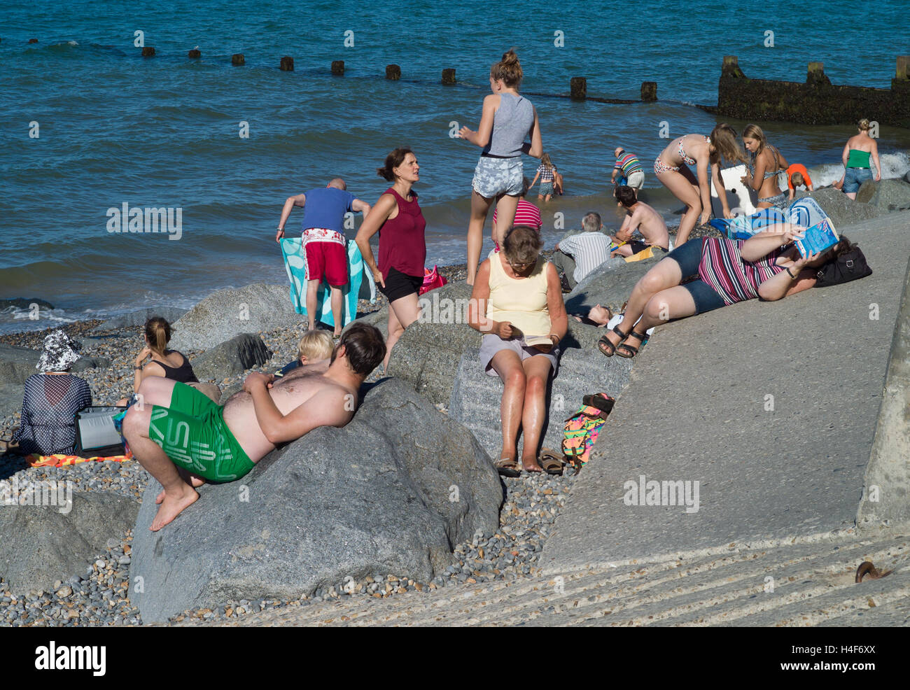 Sheringham A very British Badeort an der Norfolk-Küste, England. Stockfoto