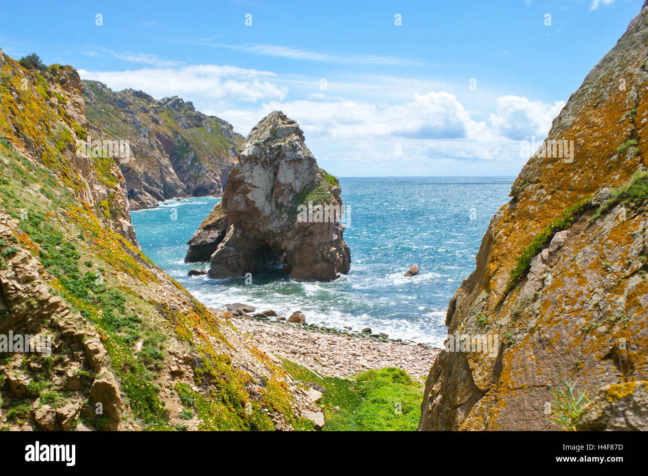 Felsige Ufer am Cabo Da Roca Stockfoto