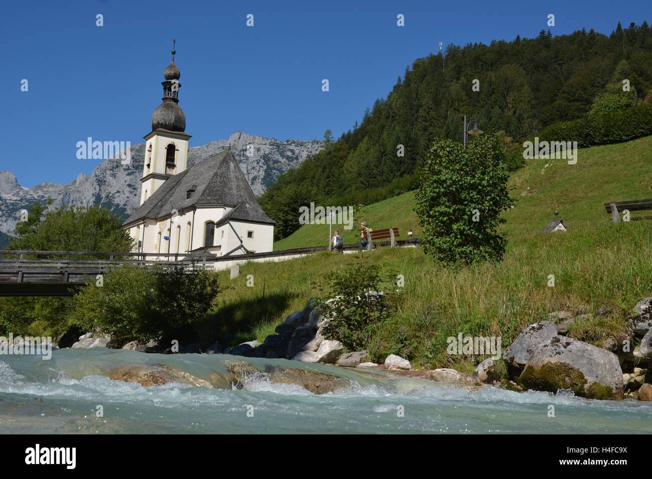 Berchtesgaden, Deutschland - 25. August 2016 - Kirche St. Sebastian in Ramsau am Dachstein Stockfoto