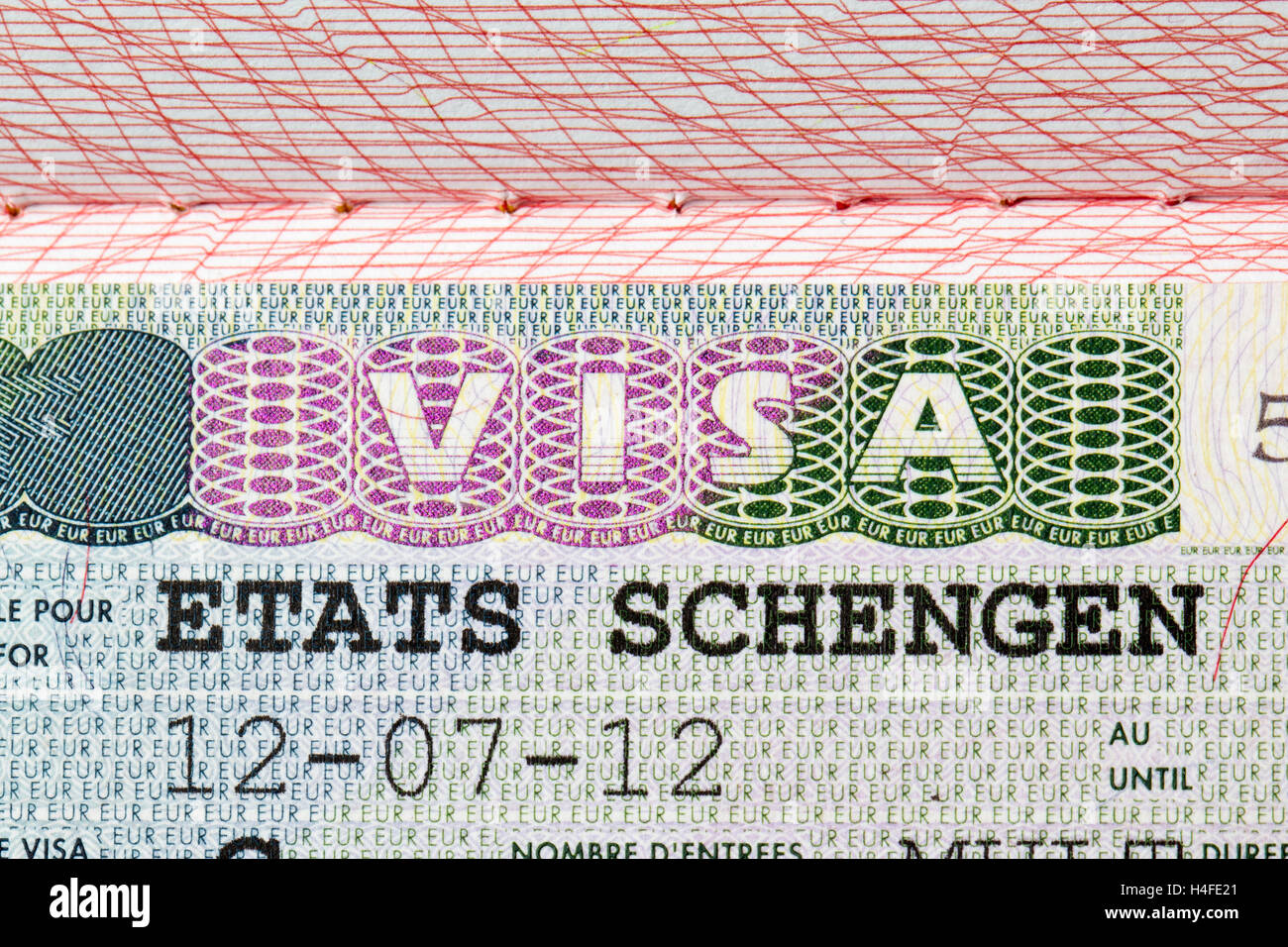 Oin Passport für Schengen-visa Stockfoto