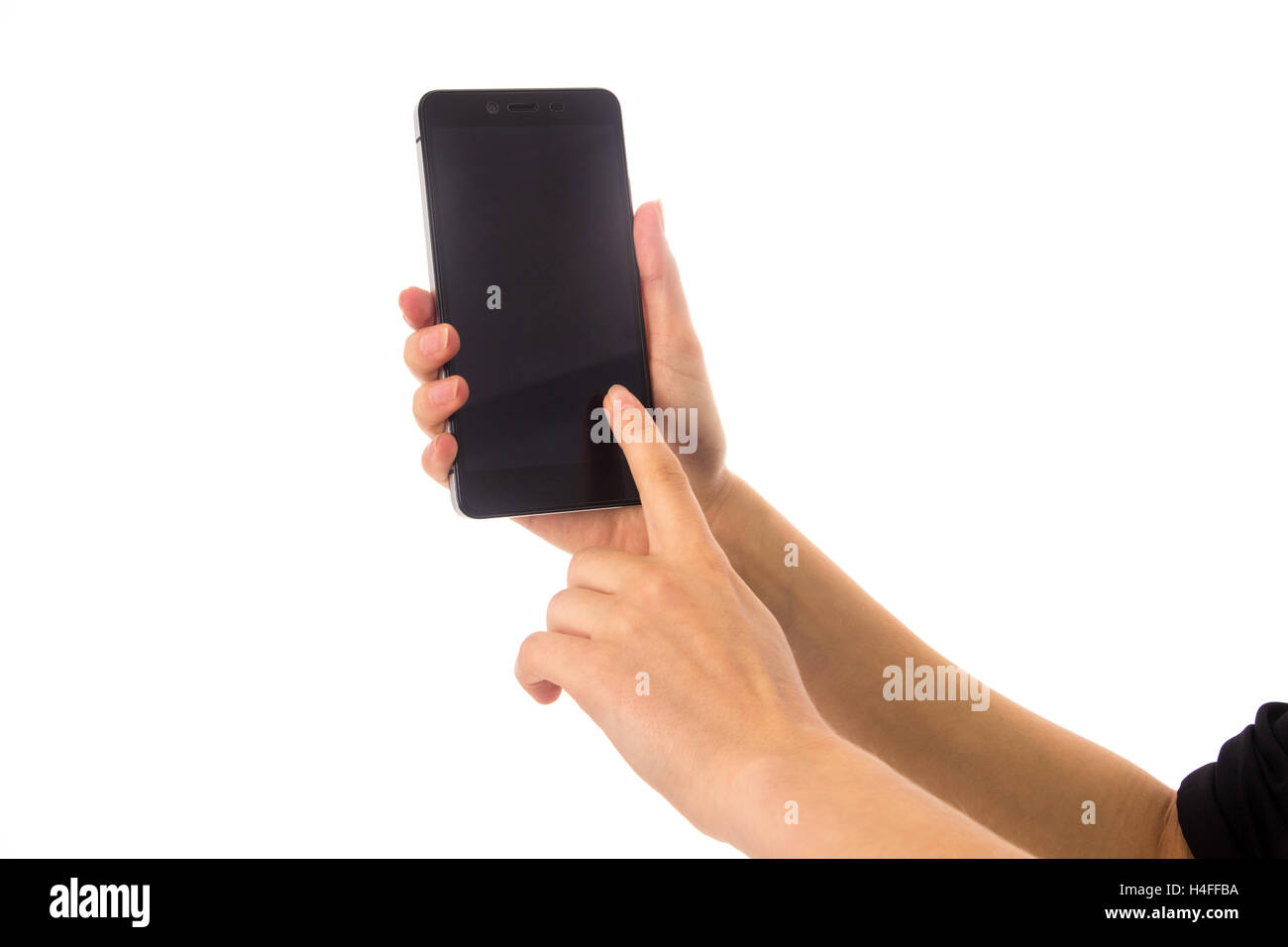 Frau Hand mit einem smartphone Stockfoto