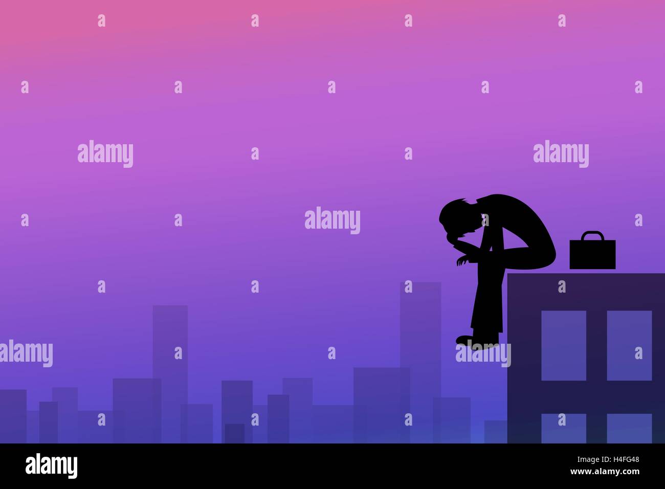 Depressionen-Hintergrund im Stil der Silhouette, Vektor Stock Vektor