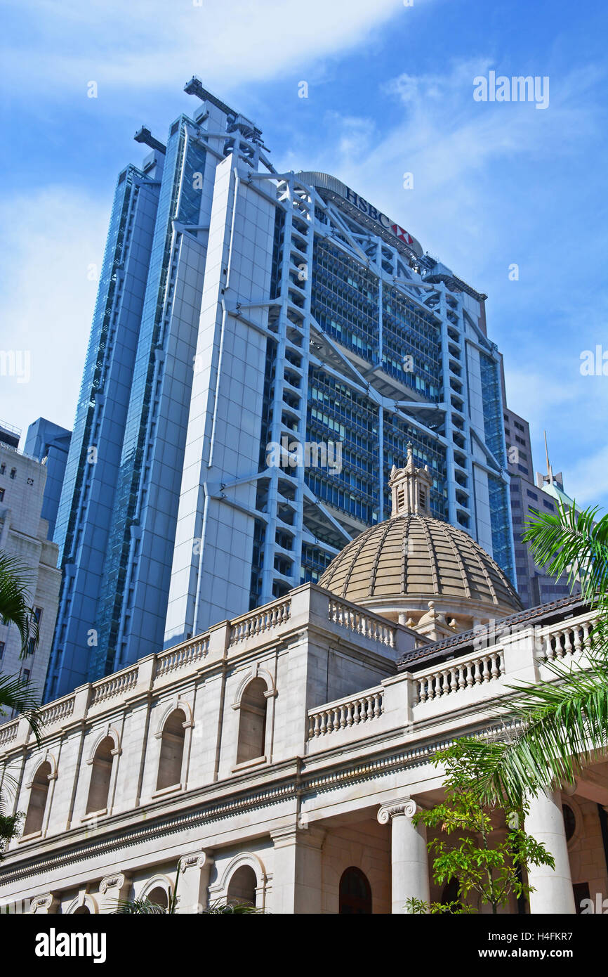 alte und moderne Gebäude Victoria Insel Hongkong China Stockfoto