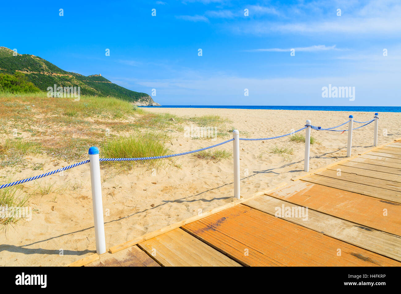 Pfad zum Capo Boi sandigen Strand, Insel Sardinien, Italien Stockfoto
