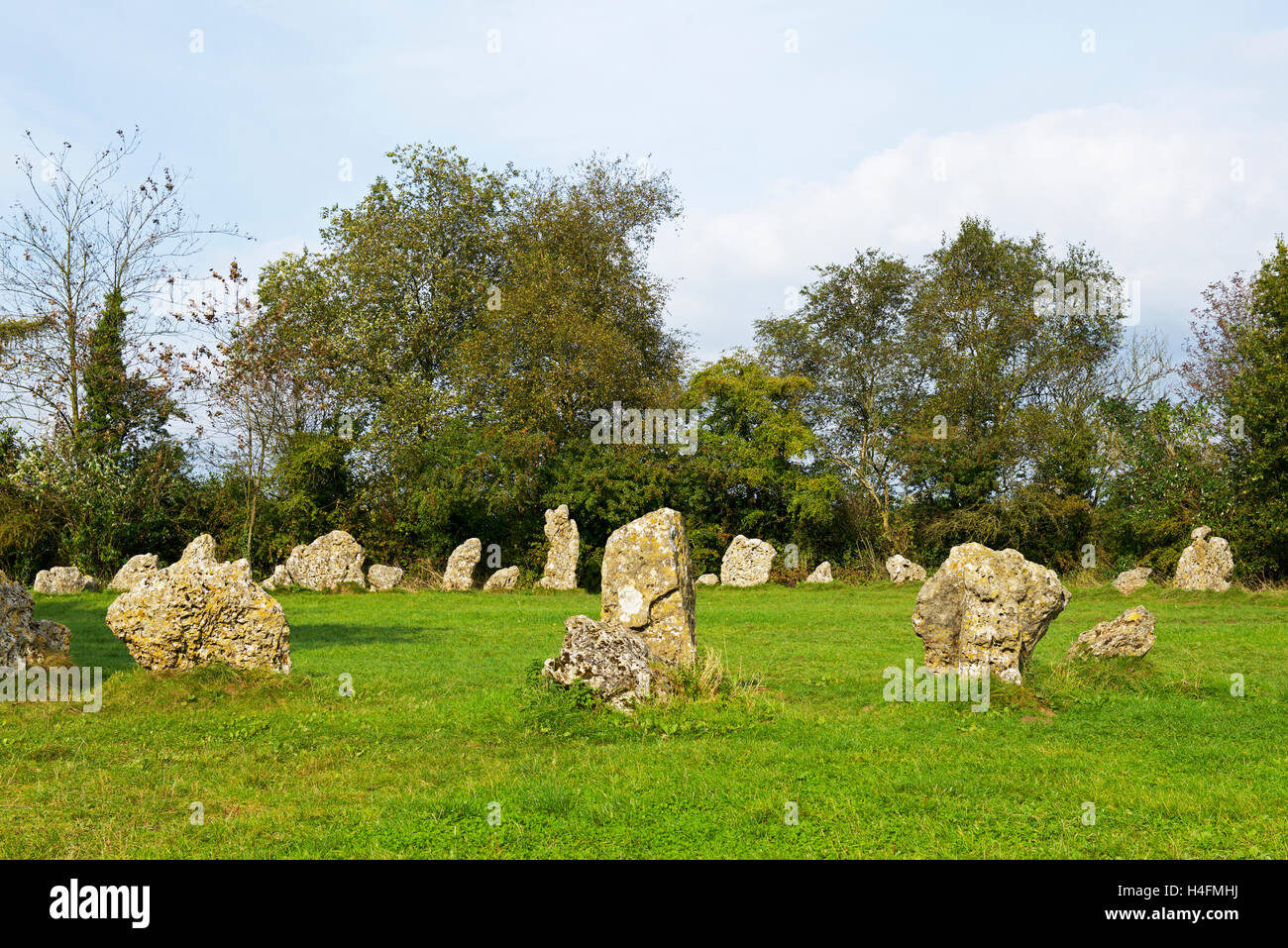 Die Rollright Stones, einen Steinkreis in der Nähe von Long Compton, an der Grenze von Oxfordshire und Warwickshire, England UK Stockfoto