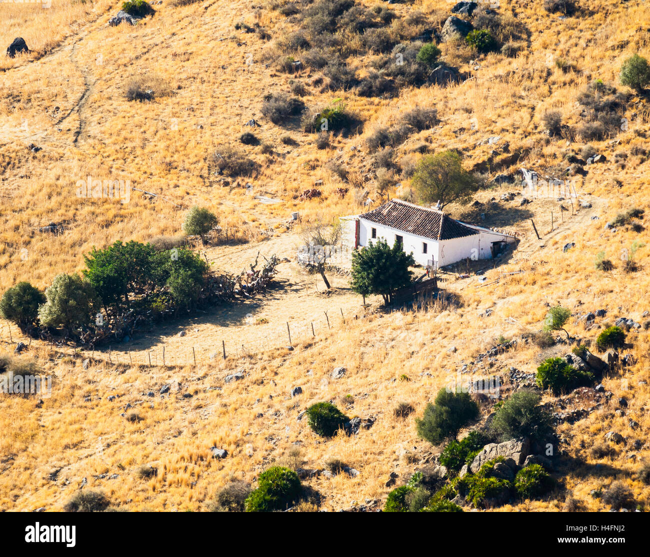 Verlassenen Bauernhaus in der Nähe von Casares, Provinz Malaga, Andalusien, Südspanien. Stockfoto