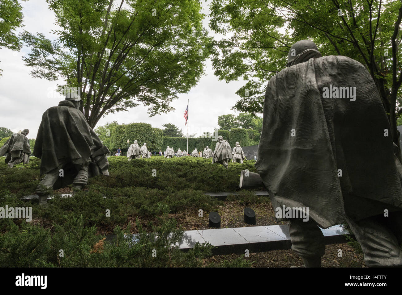 Rückseiten der Statuen von der Korean War Veterans Memorial in Washington, DC Stockfoto